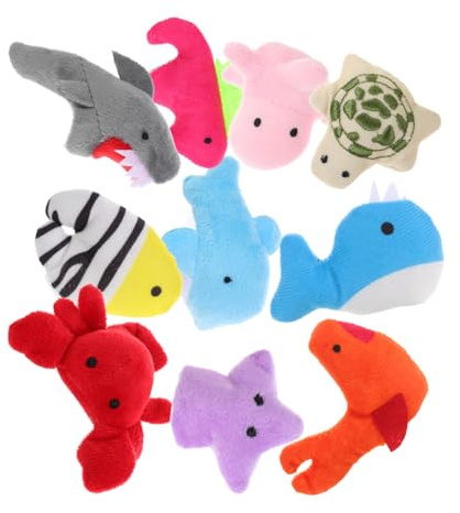 HANABASS Fingerpuppen Set 10 Stück Meerestiere Plüsch Handpuppen Weiches Fingerspielzeug Für Kinder Eltern-Kind-Kommunikation Und Kreatives Geschichtenerzählen