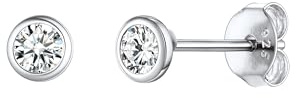 ChicSilver Orecchini Donna Argento 925, 3mm Orecchini Punto Luce Argento Donna a Lobo con Diamante Piccoli Brillanti per Anniversario Compleanno Natale