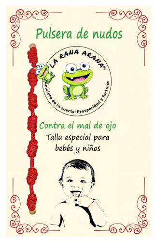 LA RANA ARANA® - Braccialetto 7 nodi rosso per bambini - Contro il malocchio - Filo rosso protezione energia negativa - Amuleto per la buona fortuna - Taglia piccola, Desde 8 cm a 18 cm, Nylon
