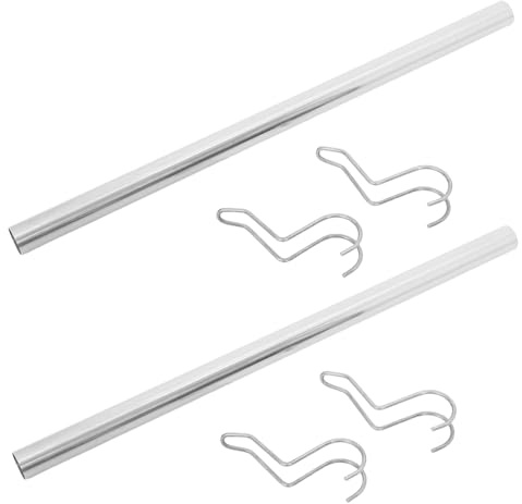 MAGICLULU 2 Pezzi Asta Appendiabiti in Acciaio con Ganci per Armadio Barra Resistente per Asciugatura e Organizzazione Supporto Robusto per Vestiti