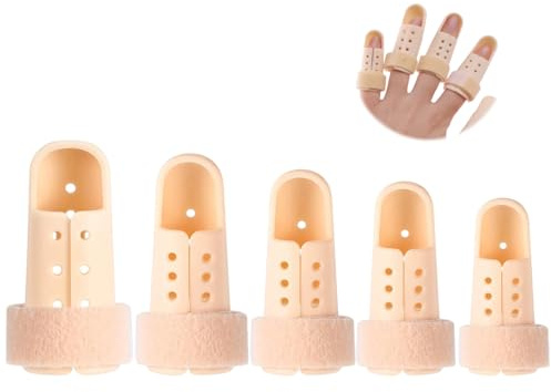Eddrfy 5 férulas para dedos + 5 protectores elásticos, férula ajustable para índice, medio y meñique, protector cómodo de la punta del dedo después de lesiones