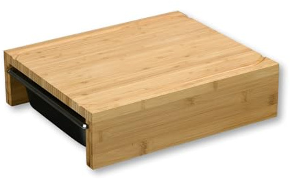 Kesper | Planche à découper avec 2 bols en acier inoxydable | Bambou FSC Bac récupérateur Norme Gastro 1/4, 35 x 29 x 9,5 cm, planche de cuisine durable | 58355