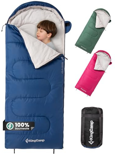 KingCamp Sacchetto da campeggio per bambini in cotone, Leggero e impermeabile, adatto per interno ed esterno, per bambini di 10-12 anni (fino a 100-140 cm), Blu