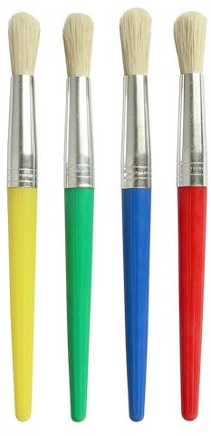 HONRIGO 4 PCS Kids Paint Brushes, Childrens Art Brush Set with Plastic Handle & Soft Bristles, Round Tip Brushes for Beginner Painting Supplies