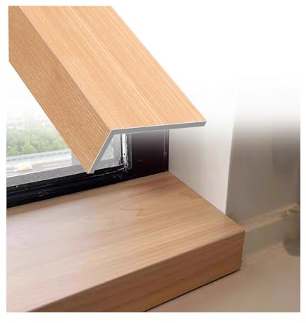 Protector de umbral de ventana de PVC, impermeable, aspecto de madera, umbral de PVC para puertas correderas y balcones (71 x 4 pulgadas) y accesorios elegantes para ventana