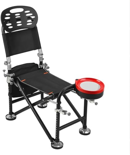 Sedia da pesca con supporto per canna, sedia regolabile da pesca sul ghiaccio con schienale, sedie da campeggio pieghevoli, altezza 21 cm, supporta 150 kg, per escursionismo, pesca, spiaggia, picnic e