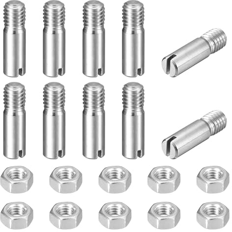 QUARKZMAN 10 stycken slitcylinderstift M6 x 20 mm 304 rostfritt stål plugg yttre gänga passstift slitskruv med mutter för skåp möbelmontering (GB878)