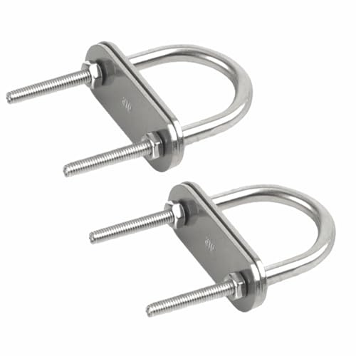 U-Bügel, 2er-Pack M4-M12 Silberne Rohrschelle mit Muttern und Platten (M4*62)(M6*90)