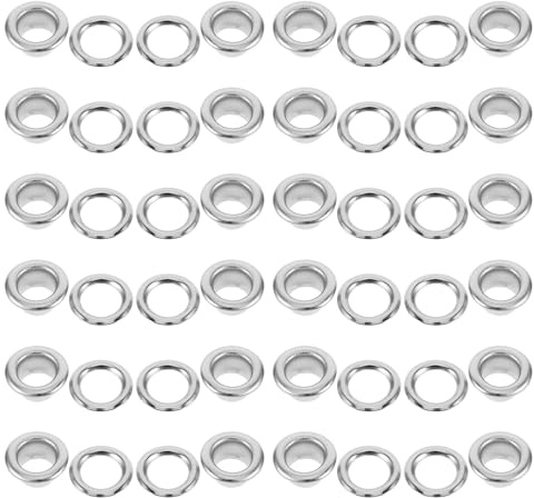 VILLCASE 50 Occhielli per Scarpe in Metallo da 6 MM Rivetto Cavo, Occhielli Passacavo e Borchie per Abbigliamento, Kit da 50 Pezzi per Rinforzo e Decorazione Scarpe Sportive, Stivali e