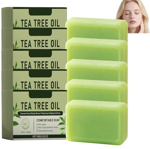 Jabón de aceite de árbol de té, jabón de aceite de árbol de té, cara y cuerpo, jabón de limpieza no graso, agradable nutritivo, hidratante, limpieza diaria de poros profundos, limpieza hidratante para