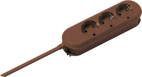 Bachmann Steckdosenleiste SMART 3-Fach 3m Mehrfachsteckdose Braun 388.471 (Befestigung durch Anschraublöcher und praktische Kabelaufwicklung)