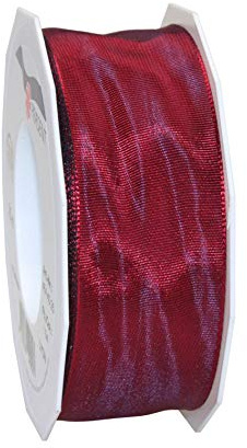 PRÄSENT Lyon Band mit Drahtkante kaminrot, 25 m Dekoband zum Verzieren & Basteln, 40 mm Breite, leicht biegsames Schleifenband, für Festliche Dekos zu besonderen Anlässen