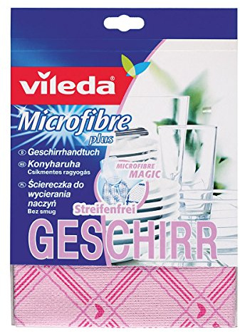 Vileda Microfaser Geschirrhandtuch, trocknen und polieren, fussel- und streifenfrei, zwei Farben