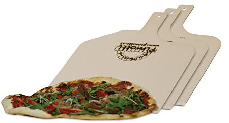 Pimotti Pizzaschaufel/Brotschaufel/Flammkuchenbrett aus naturbelassenem Sperrholz für Pizzastein (3er Set)