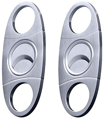 Cigar Cutters 2pcs/pack, mimi inox Super Sharp Guillotine Cutter avec lames Double parfait pour Robustos et cigares Churchill.