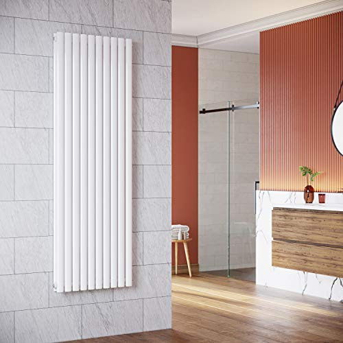 ELEGANT Design Heizkörper Vertikal 1800x590mm Paneelheizkörper Röhren Doppellagig Badheizkörper Mittelanschluss Weiß