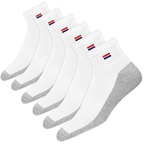 NAVYSPORT Chaussettes Homme Sport Coton Coussin Quart Long - Lot de 6 Paires Chaussettes Courtes Unisexe