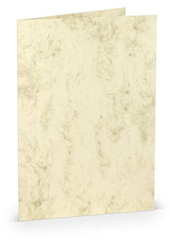 PAPERADO 25 Faltkarten DIN A5 - Chamois Marmora Marmoriert Marmor-Beige - 220 g/m² - 14,8 x 21 cm - Blanko Doppelkarten Klappkarten Einladungskarten