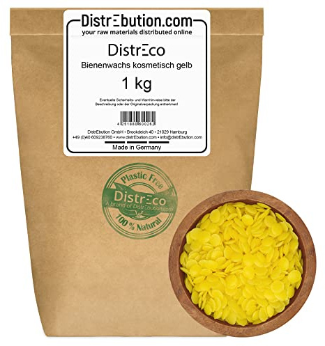 DistrEbution Bienenwachs Pastillen für Kosmetik und Kerzen 1 kg ökologisch nachhaltig
