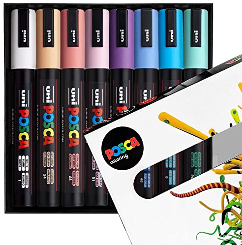 POSCA - PC-5M - Farbmarker-Kunststifte - 1,8–2,5 mm - 8er-Set in Geschenkbox (Nebula)