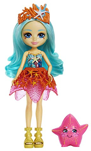 Mattel Enchantimals Staria Starfish Doll (6-in) & Beamy Animal Friend Figure from Ocean Kingdom Collection, Small Doll with Removable Skirt and Accessories, Great Gift for 3 to 8 Year Old Kids
