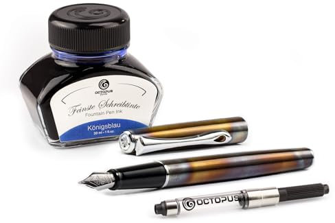 Diplomat Traveller Flame Füllhalter-Set, Füllhalter aus Metall im Set mit Schreibtinte und Konverter, Schreibset