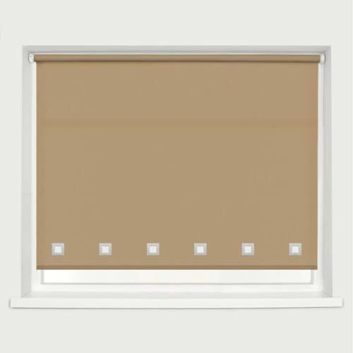 Square Eyelet Windows Roller Blinds Polyester Fabric, Easy Fit Trimmable, Home, Office, Blind with Metal Tube and Child Safe Fittings (Width 120cm x Length 165cm, Light Filtering Shade, Cappuccino)