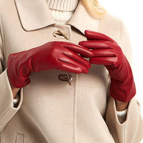 MGGMOKAY Damen Lederhandschuhe Kaschmir gefüttert