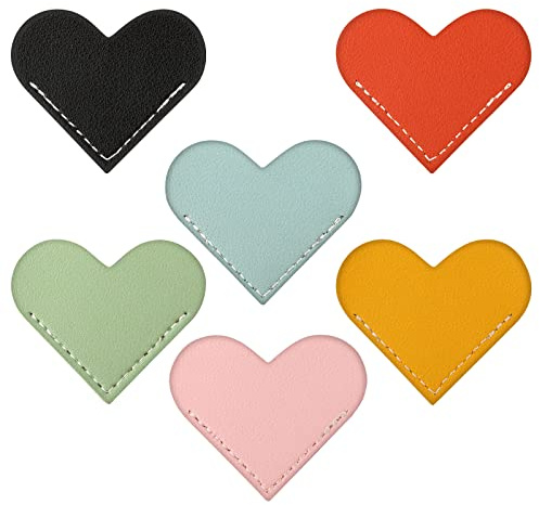 6Pcs Marque Page Coeur, 6x5cm Marque Page Fait Main Signet Fait à la Main Signet Coeur Accessoires pour Femmes Amoureux des Livres Cadeau (Couleur Multicolore)