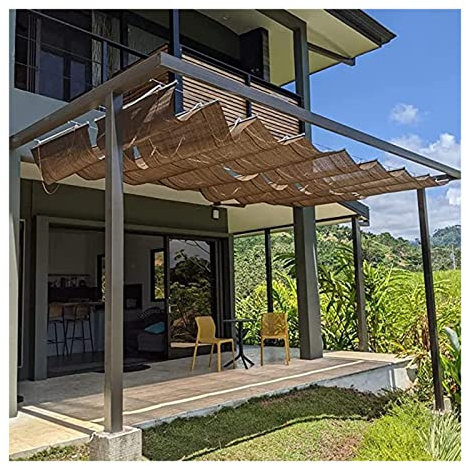 pujindu Versenkbare Wellenabdeckung, Wasserdichtes Pergola-Schattendach, Outdoor Schattentuch, UV-beständiges Sonnenschutznetz Für Garten-Laubengang (Farbe : Braun, Größe : 1x12m)