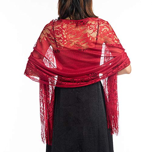 CCAIPU Spitze Stola für Damen, Lace Weich Schultertuch Schals Hochzeit Party Festliche Stola für Abendkleid