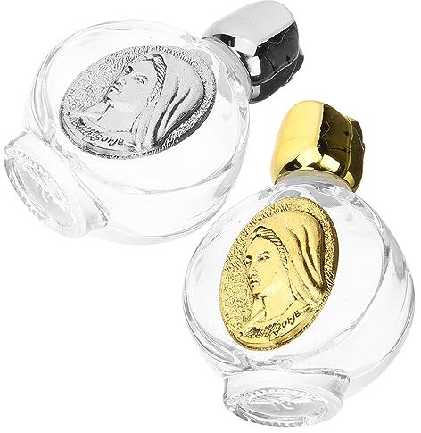 DECHOUS Petites Bouteilles en Verre Rechargeables et Faciles à Remplir pour Eau Bénite Lot de 2 pour Voyages et Fêtes Religieuses