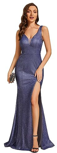 Ever-Pretty Vestito Elegante Donna Cerimonia Scollo a V Abito a Sirena EE01957 Lilla Opale 54