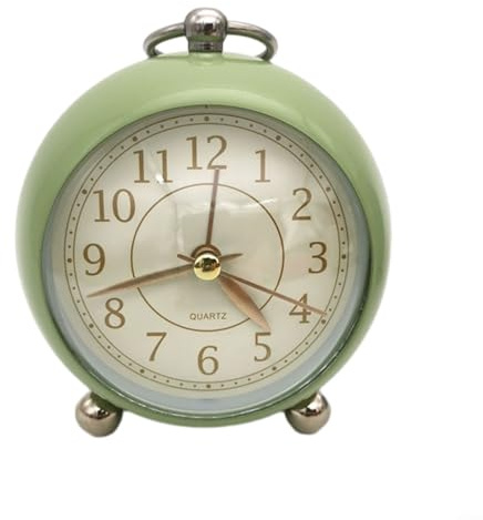 Carpango Wecker, Vintage, stilvoll, nicht tickend, analog, Wecker mit Nachtlicht, Nachttisch, stille Uhr, Schreibtisch, Schlafzimmerdekoration (grün)