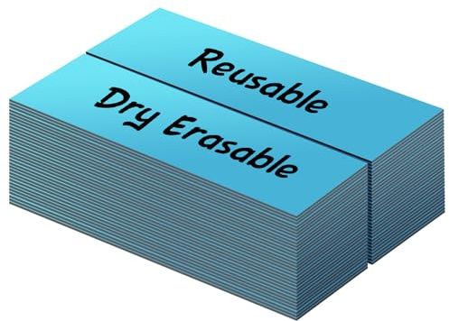 LLPT Trocken Abwischbare Magnetische Etiketten | 50 Stück Blau | 2.5CM x 7.6CM | Leere Beschreibbare Magnetaufkleber, Wiederverwendbar | für Schreibtisch, DIY, Whiteboard (DML1030BL)