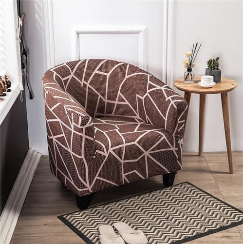 Morbuy Drucken Sesselhussen Sesselbezug Stretch Sesselschoner Sesselüberwurf Elastisch Sofahusse Husse Sofabezug für Clubsessel Loungesessel Cocktailsessel (Braun)