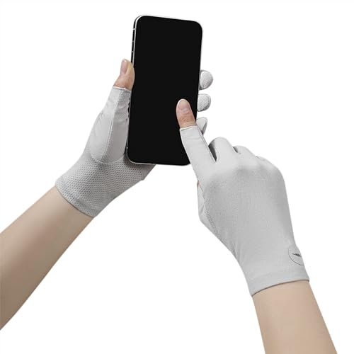 Männer Sommerhandschuhe Weiche Sonnenschutz Handschuhe Atmungsaktive Sport Handschuhe Schnell trocknende Fahrradhandschuhe Leichte Rutschfeste Vollfinger Handschuhe für Angeln, Radfahren, Fitness