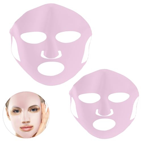 WMUVAZA Gesichtsmasken Abdeckung, 2 Stück Silikon Gesichtsmasken Abdeckung, Feuchtigkeitsspendende Gesichtsmaskenabdeckung wiederverwendbare, für die Schönheit, wiederverwendbare Silikon