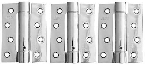 DIRECT DOOR HANDLES® 4 Fire Rated Spring Door Hinges Self Closing Adjustable Spring Hinge Single Action (3no. Hinges Per Pack) in Polished Chrome Finish