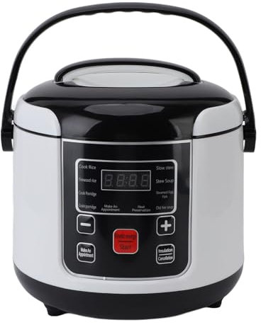 Olla Arrocera Digital, Olla de Cocción Lenta, Olla de Cocción Lenta para Avena con Olla Antiadherente Extraíble, Mantiene Caliente Automáticamente, Exterior de Acero Inoxidable