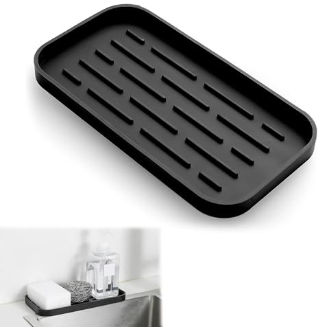 KEPYATI Soporte De Esponja De Silicona, Bandeja Pequeña Para Fregadero De Cocina, Organizador De Fregadero, Escurridor De Platos Para Esponjas, Cepillos, Baño