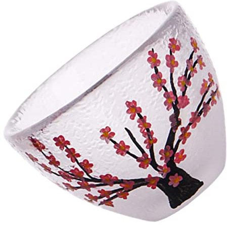 MAGICLULU Copa de Sake de Cristal Estilo Japonés, Pintada a Mano Flores de Ciruelo, Diseño Vintage para Bar y Hogar, para Invitados Color Aleatorio