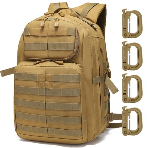 MUCHER 40 l militärryggsäck, taktisk ryggsäck, män med 4 krokar, stor vandringsryggsäck, Molle Armén ryggsäck för vandring, jakt, trekking och camping och utomhusaktiviteter
