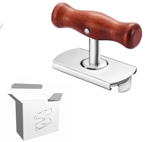 Baxnore Abrelatas de acero inoxidable, abrelatas manual, abrelatas multifunción, abrelatas de mano, abridor de botellas ligero con mango de madera para cocina