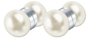 JewelryWe Magnetörhängen pärlörhängen för kvinnor: 6 mm dubbelsidiga vita pärlor rostfritt stål magnetiska öronklämmor falska piercing örhängen magnetörhängen utan öronhål klämma på örhängen smycken
