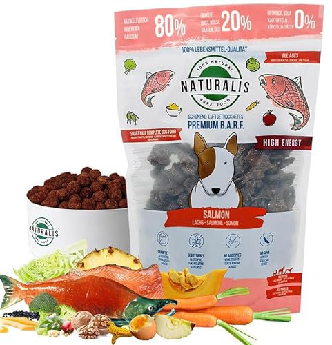 Naturalis Smart 80 Barf Trockenbarf Hundefutter 1kg Lachs Alleinfuttermittel ohne Zusätze getreidefrei sojafrei glutenfrei 100% Natur - schonend luftgetrocknet…