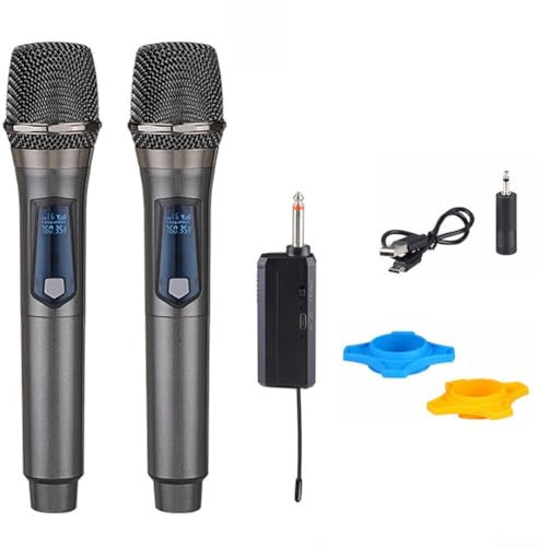 Double microphone sans fil 2,4 G, piles rechargeables, microphone sans fil de 50 m, micro de karaoké dynamique et récepteur UHF (microphone unique)