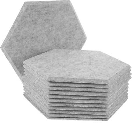 ERINGOGO 12pcs Acoustic Panels for Wall Sound Absorption and Insulation Felt Soundproofing Boards Grey for Home Office and Studio Use