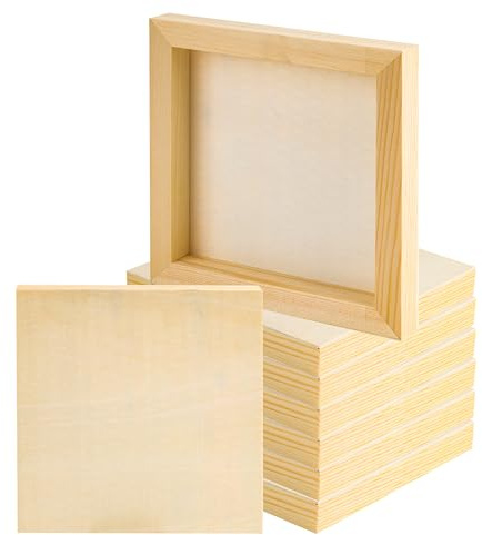 WENLISELL 4 Pack Wood Panels for Painting, 30x30cm Unfinished Wooden Canvas | Wooden Square Panels, For Drawing, Watercolor, DIY Craft Use