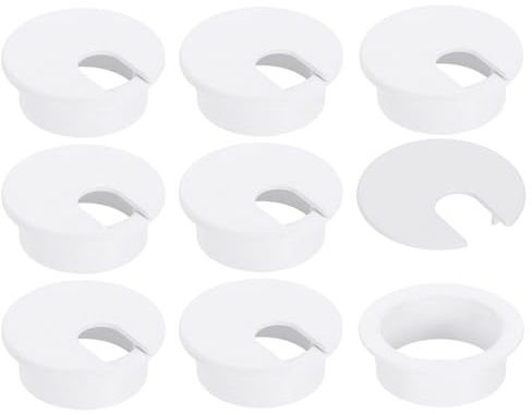 sourcing map 8 Pcs 35mm (1.38 Inch) Desk Grommet, Plastic Cable Hole Cover, Wire Cord Cable Organizer for Home Office Computer Desk Cabinet, White